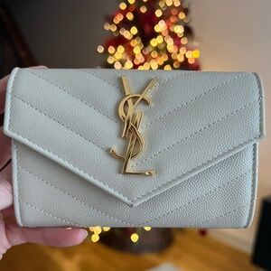 Yves Saint Laurent small envelope wallet, soft white